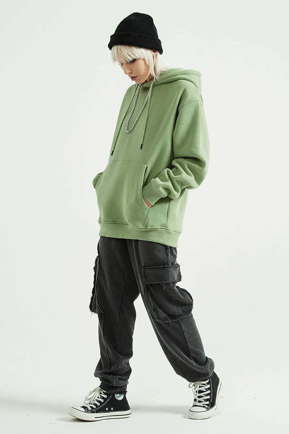 Fleece-Lined Solid Color Hoodie with Plush Hood - Cozy Casual Wear