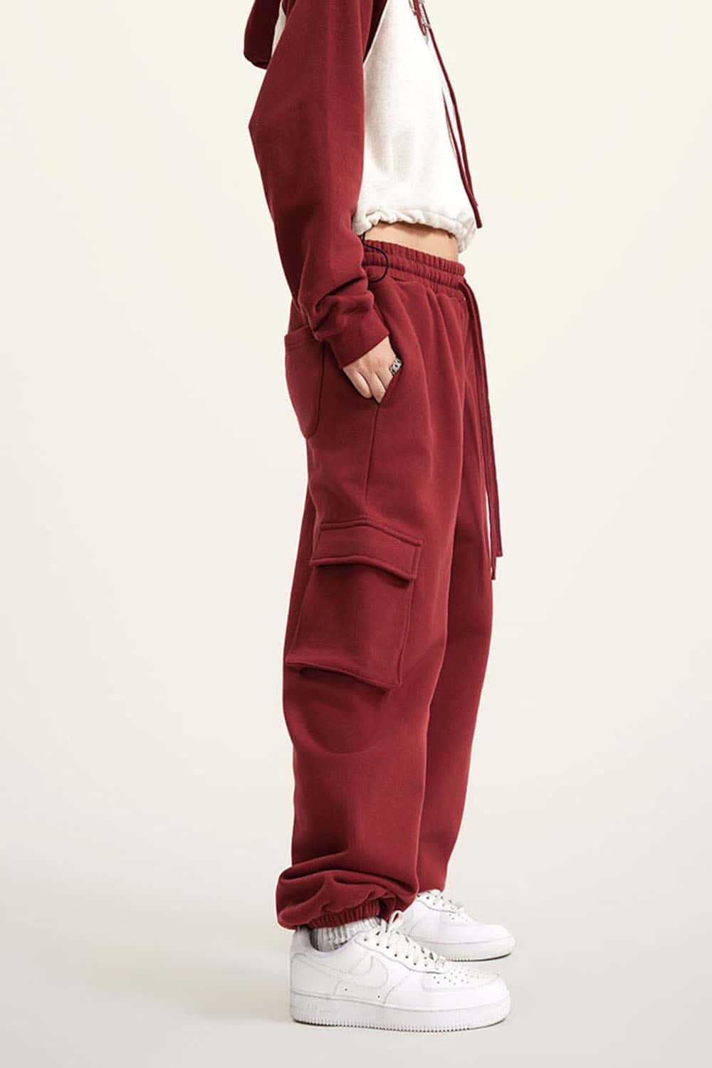 Men's Fleece-Lined Utility Joggers - Casual Loose Fit Cargo Sweatpants