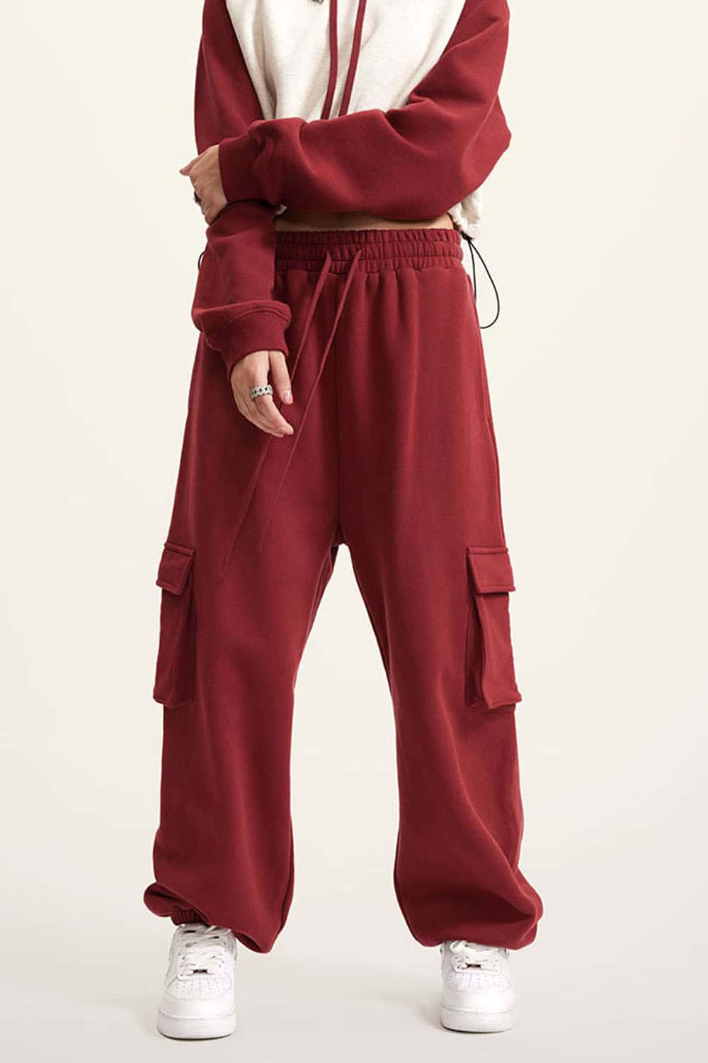Men's Fleece-Lined Utility Joggers - Casual Loose Fit Cargo Sweatpants