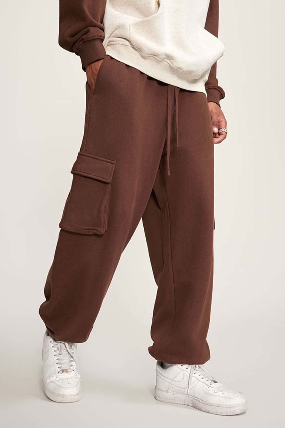 Men's Fleece-Lined Utility Joggers - Casual Loose Fit Cargo Sweatpants