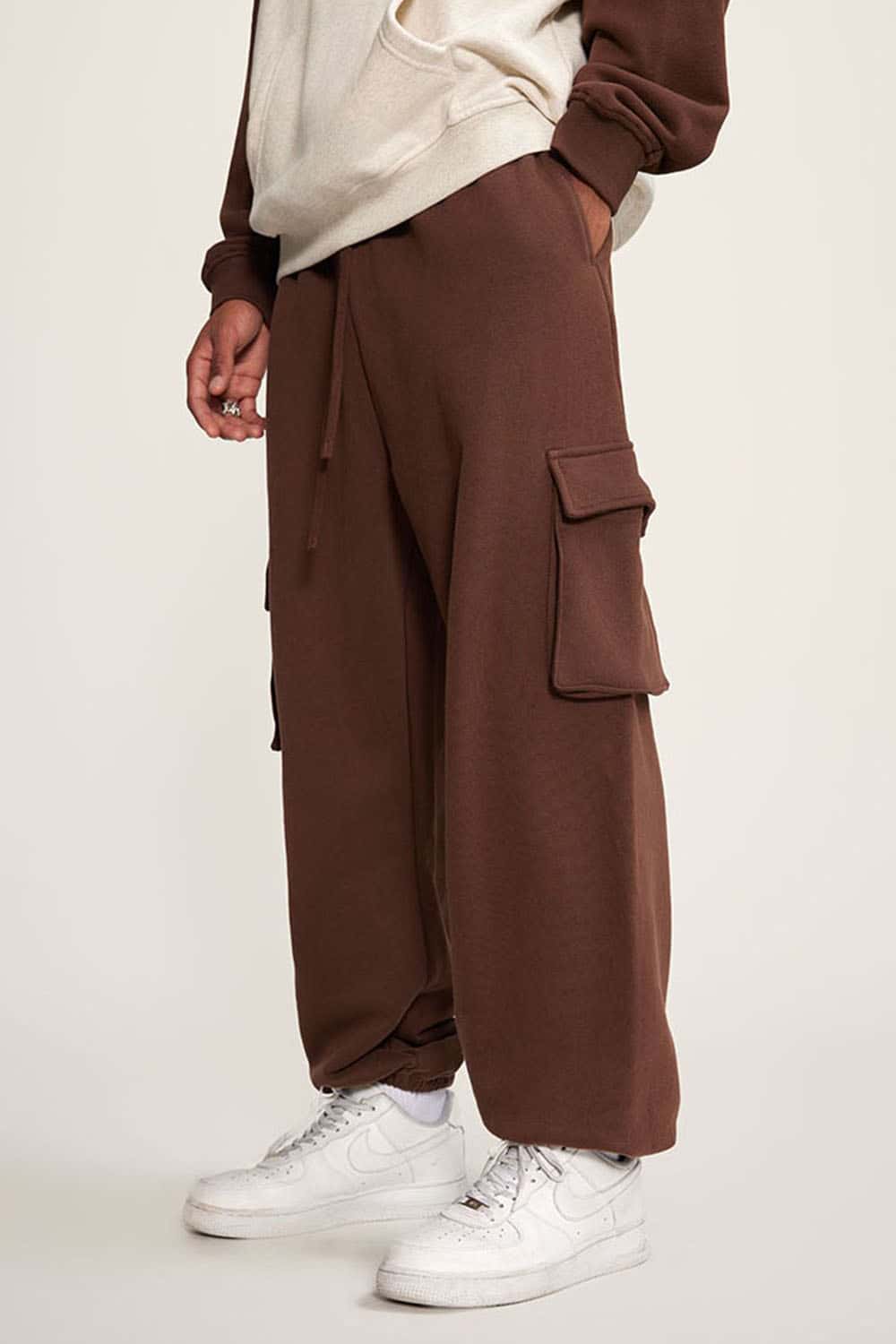 Men's Fleece-Lined Utility Joggers - Casual Loose Fit Cargo Sweatpants