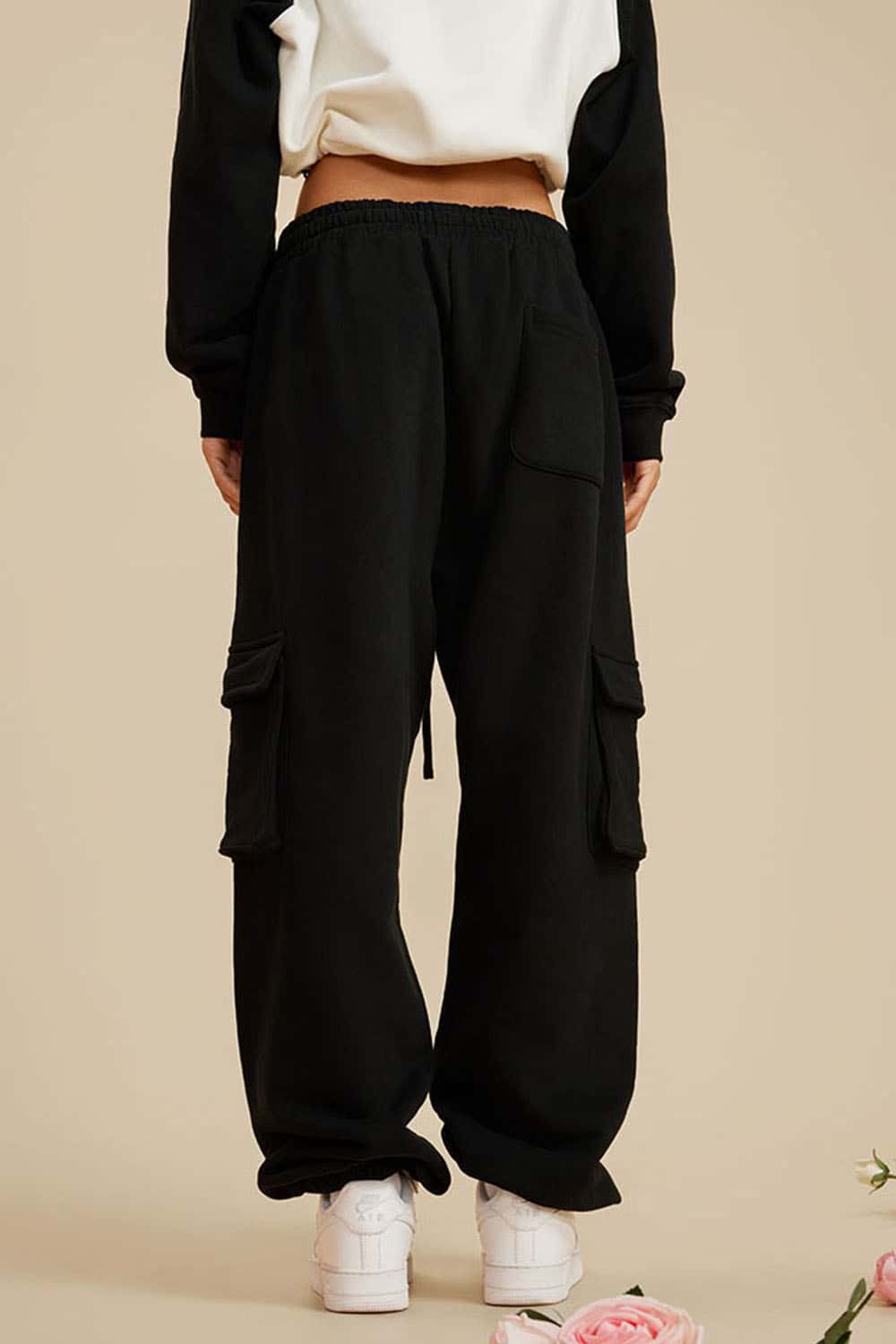 Men's Fleece-Lined Utility Joggers - Casual Loose Fit Cargo Sweatpants