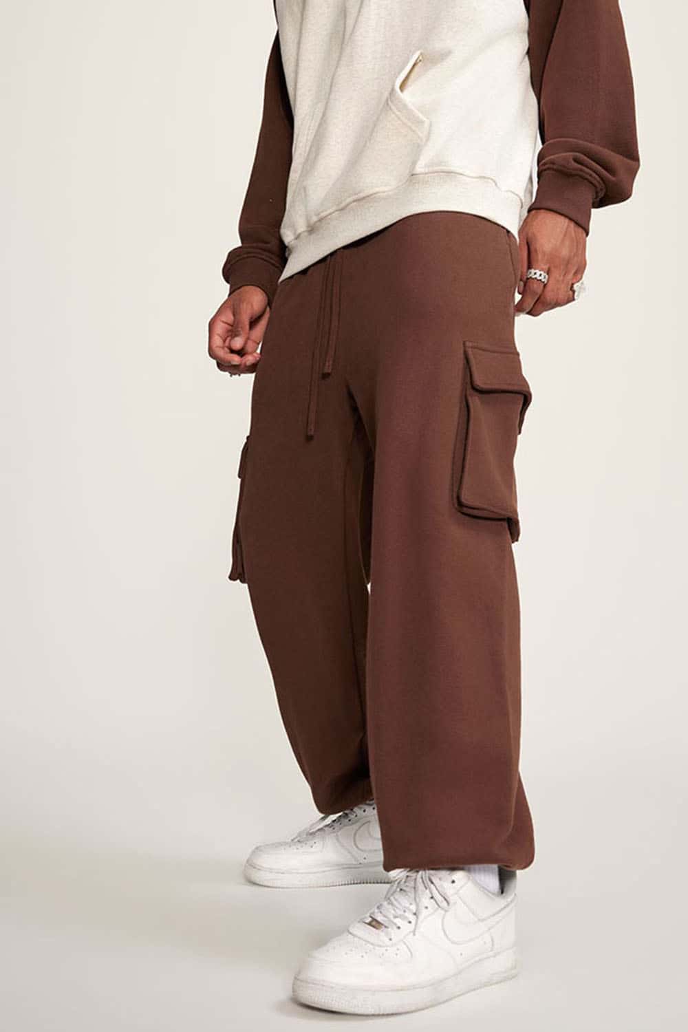 Men's Fleece-Lined Utility Joggers - Casual Loose Fit Cargo Sweatpants