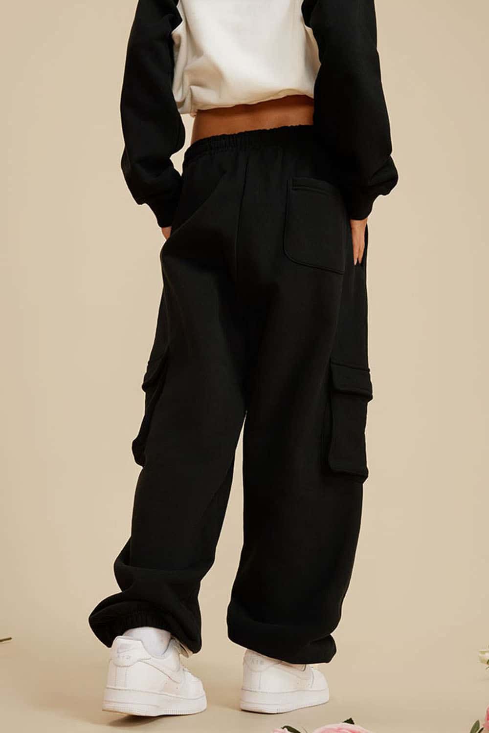 Men's Fleece-Lined Utility Joggers - Casual Loose Fit Cargo Sweatpants