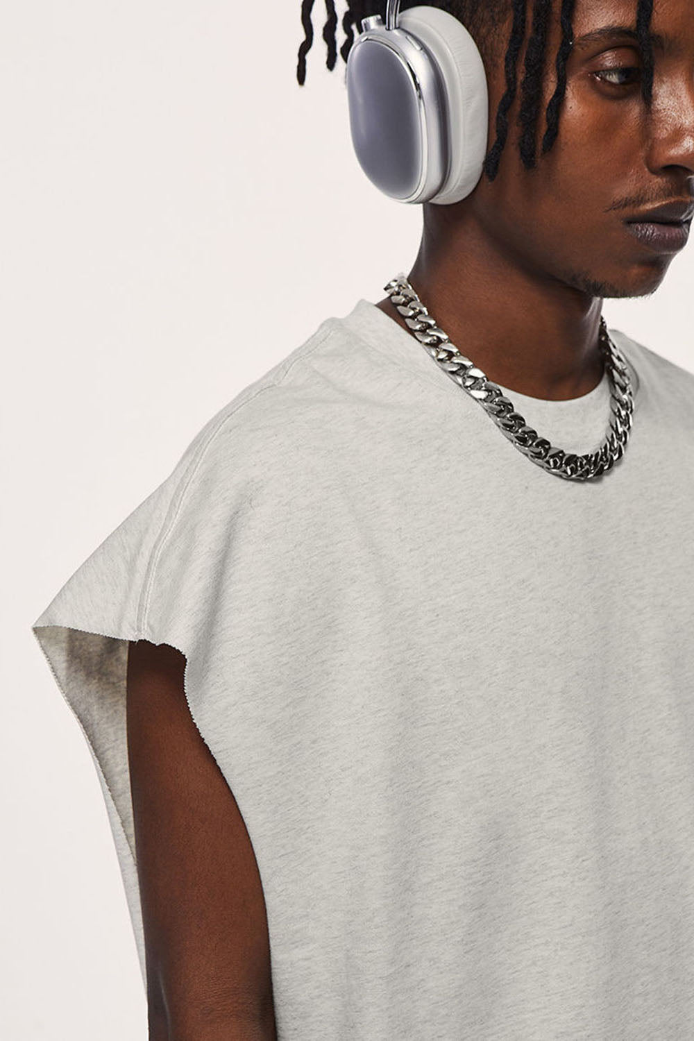 305g Heavyweight Earth Tone Sleeveless Vest with Loose European Street Fit