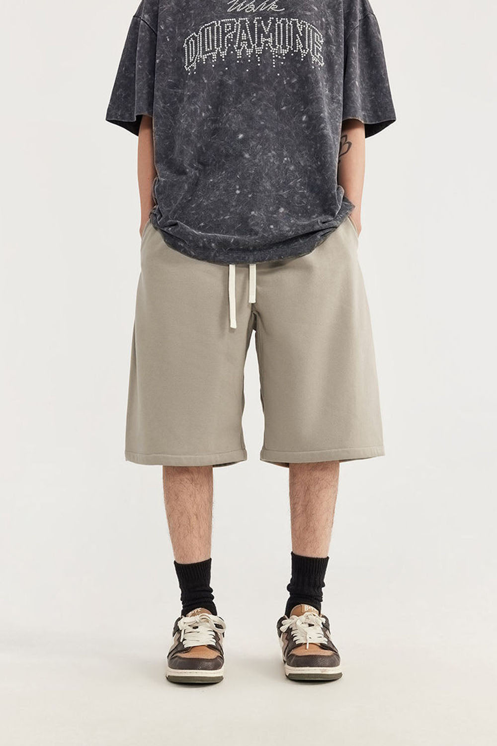 Heavyweight Earth Tone Basic Shorts _ Men's Loose Streetwear Five-Pocket Shorts