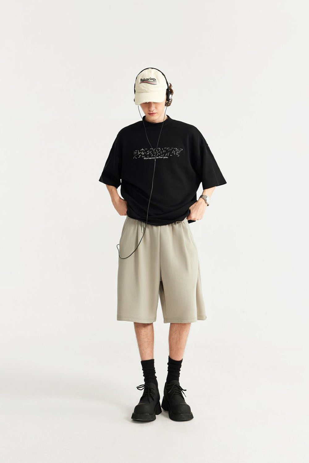 Men's Brushed Fleece A-line Mid-Length Loose Casual Shorts