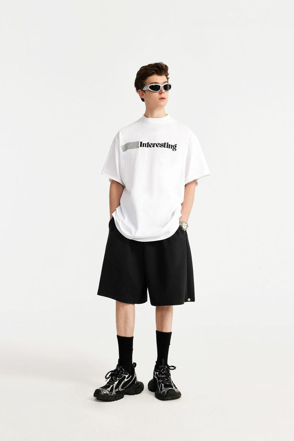 Men's Brushed Fleece A-line Mid-Length Loose Casual Shorts