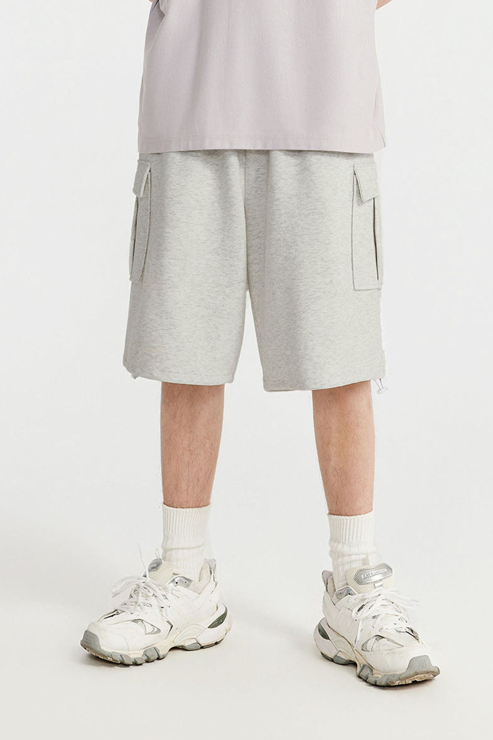 Men's Brushed Fleece Hip-Hop Shorts with Multiple Pockets