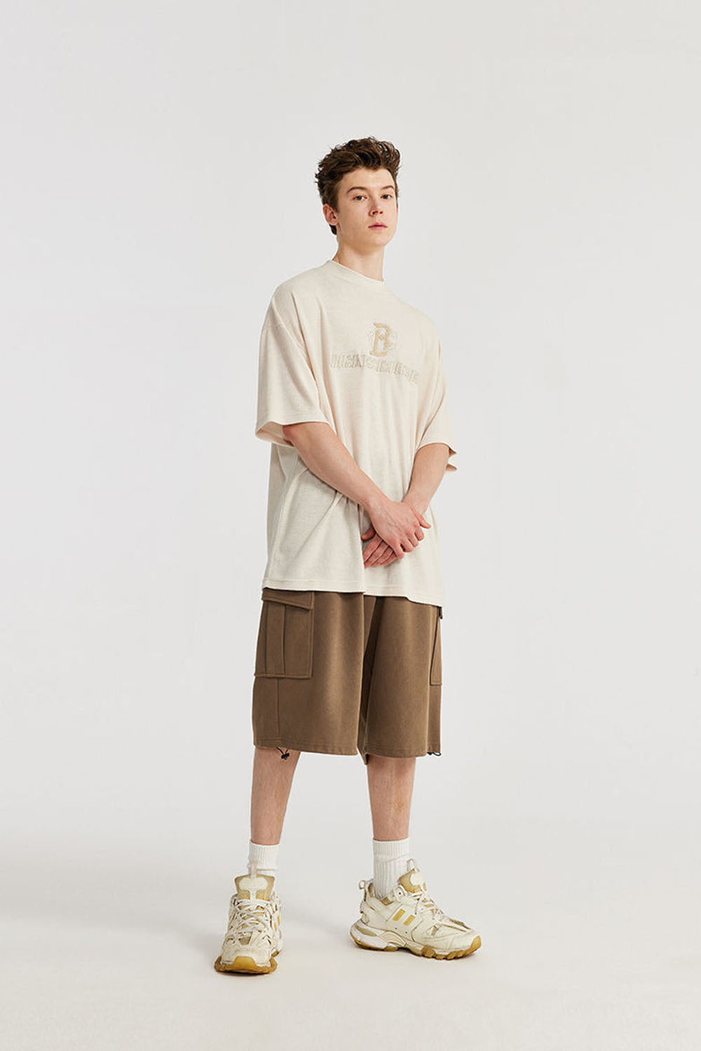 Men's Brushed Fleece Hip-Hop Shorts with Multiple Pockets