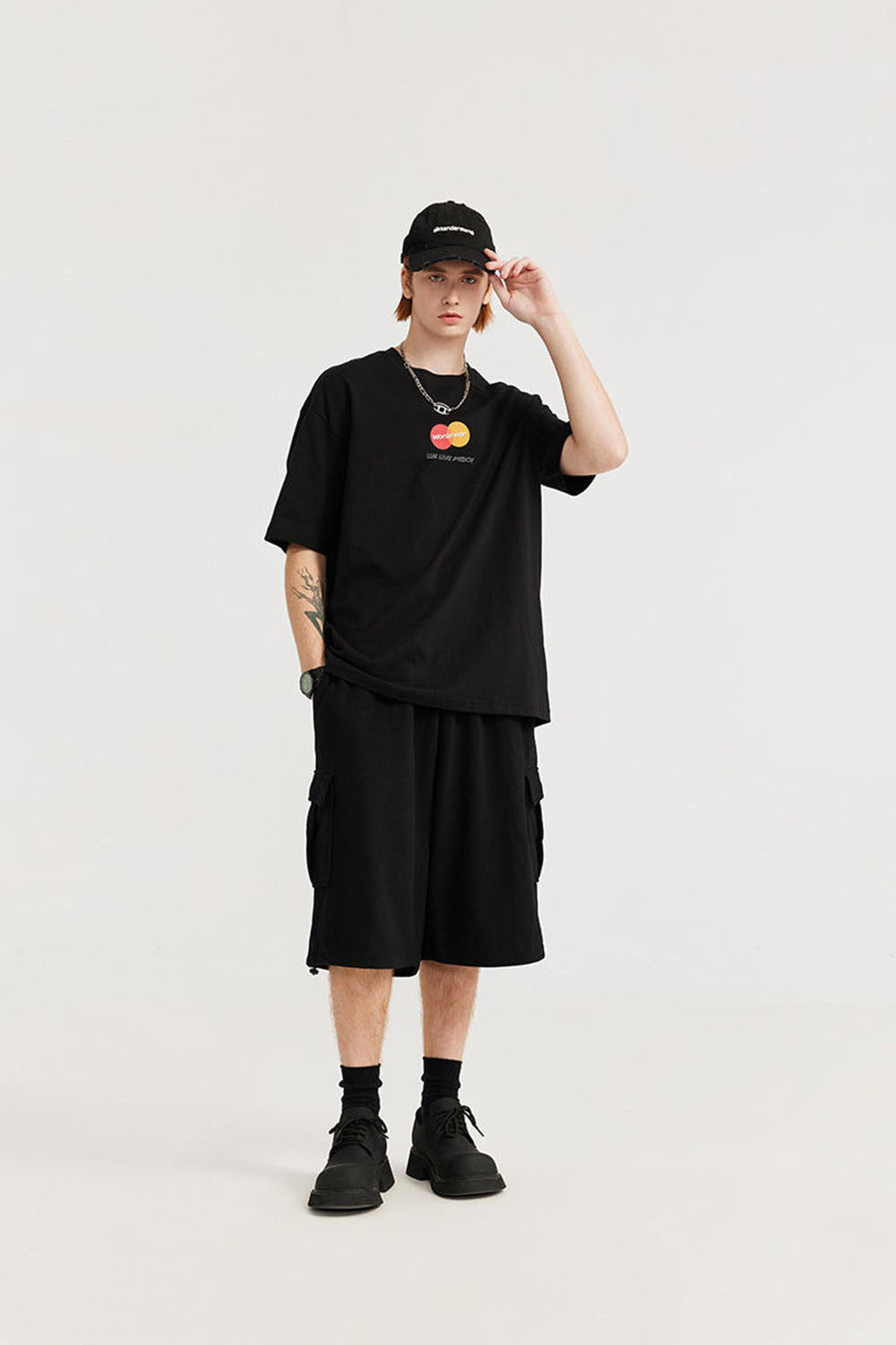 Men's Brushed Fleece Hip-Hop Shorts with Multiple Pockets