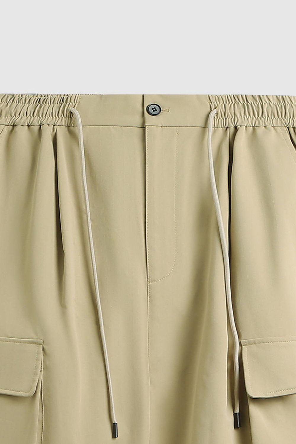 Large Pocket Parachute Wide-Leg Pants with Herringbone Pattern