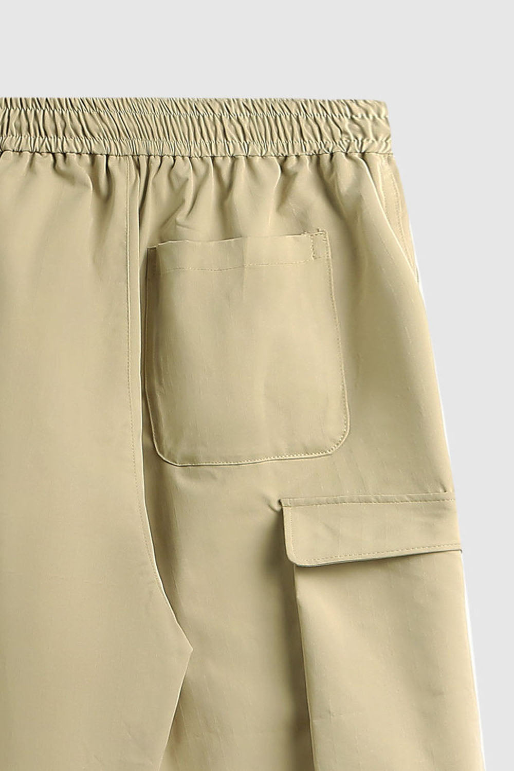 Large Pocket Parachute Wide-Leg Pants with Herringbone Pattern