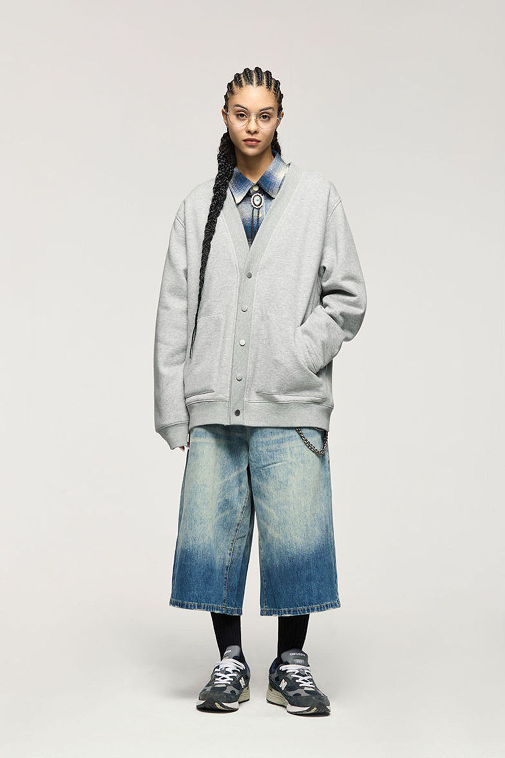 325g Flame Fleece Cardigan Jacket Loose Casual Hoodie