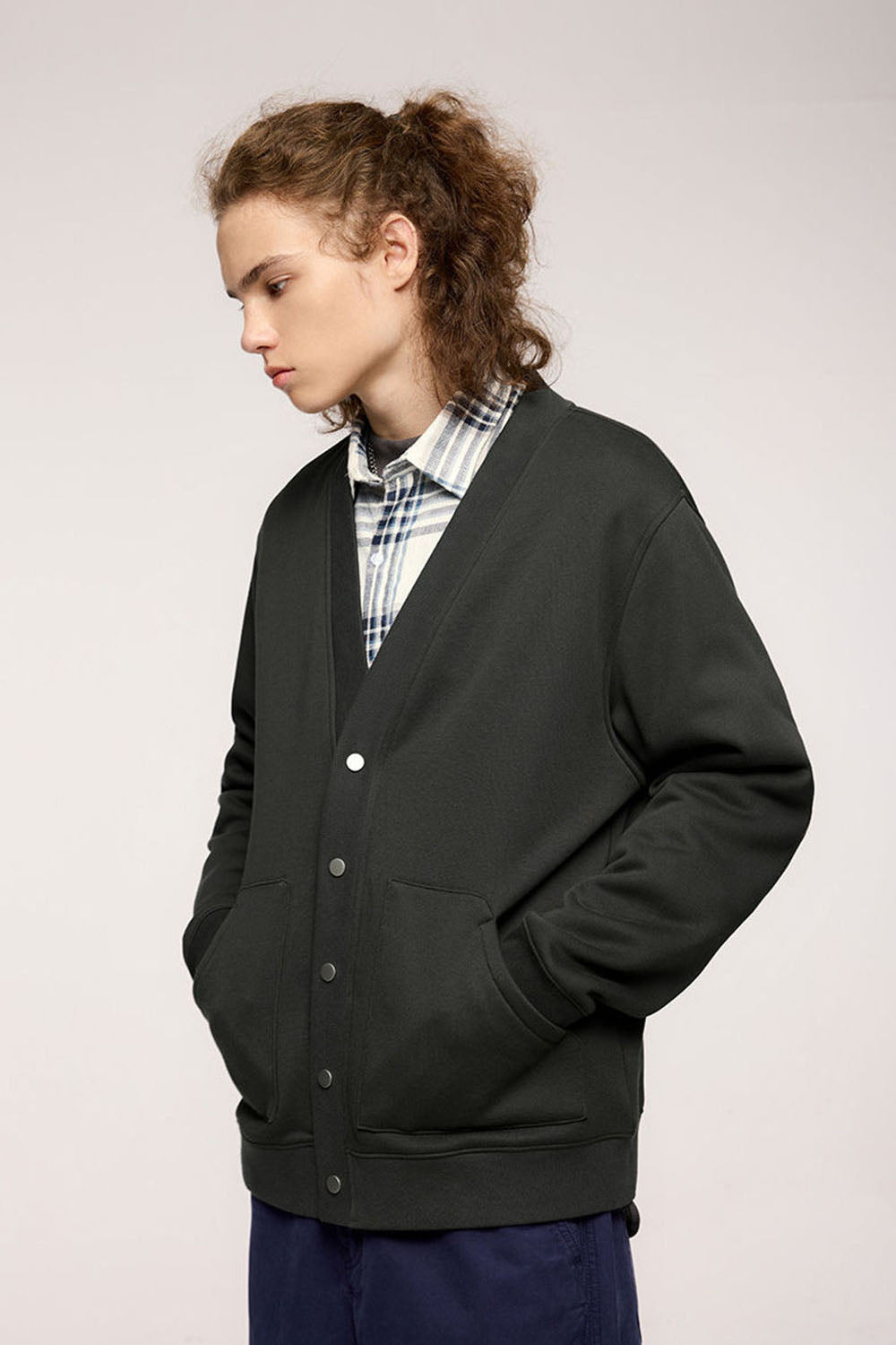 325g Flame Fleece Cardigan Jacket Loose Casual Hoodie