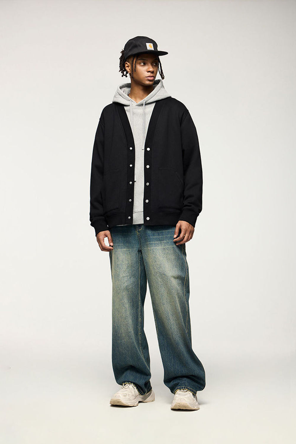 325g Flame Fleece Cardigan Jacket Loose Casual Hoodie