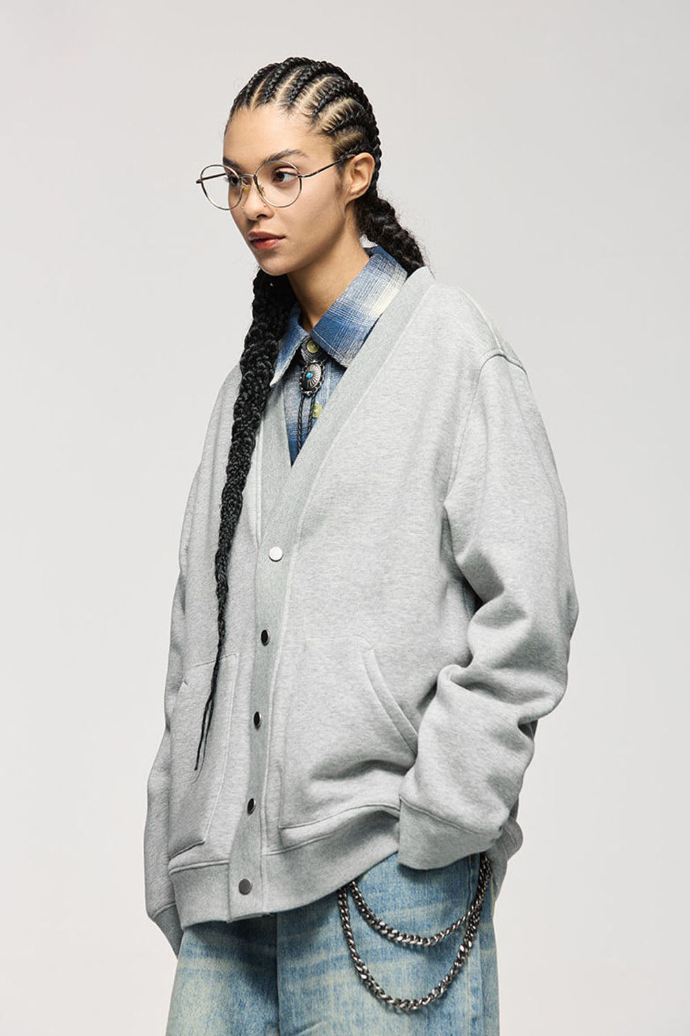 325g Flame Fleece Cardigan Jacket Loose Casual Hoodie