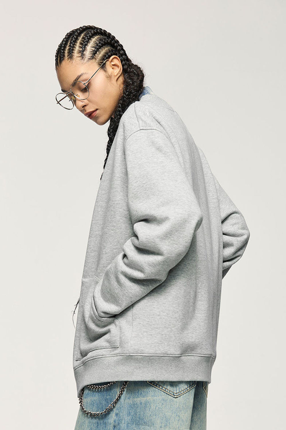 325g Flame Fleece Cardigan Jacket Loose Casual Hoodie