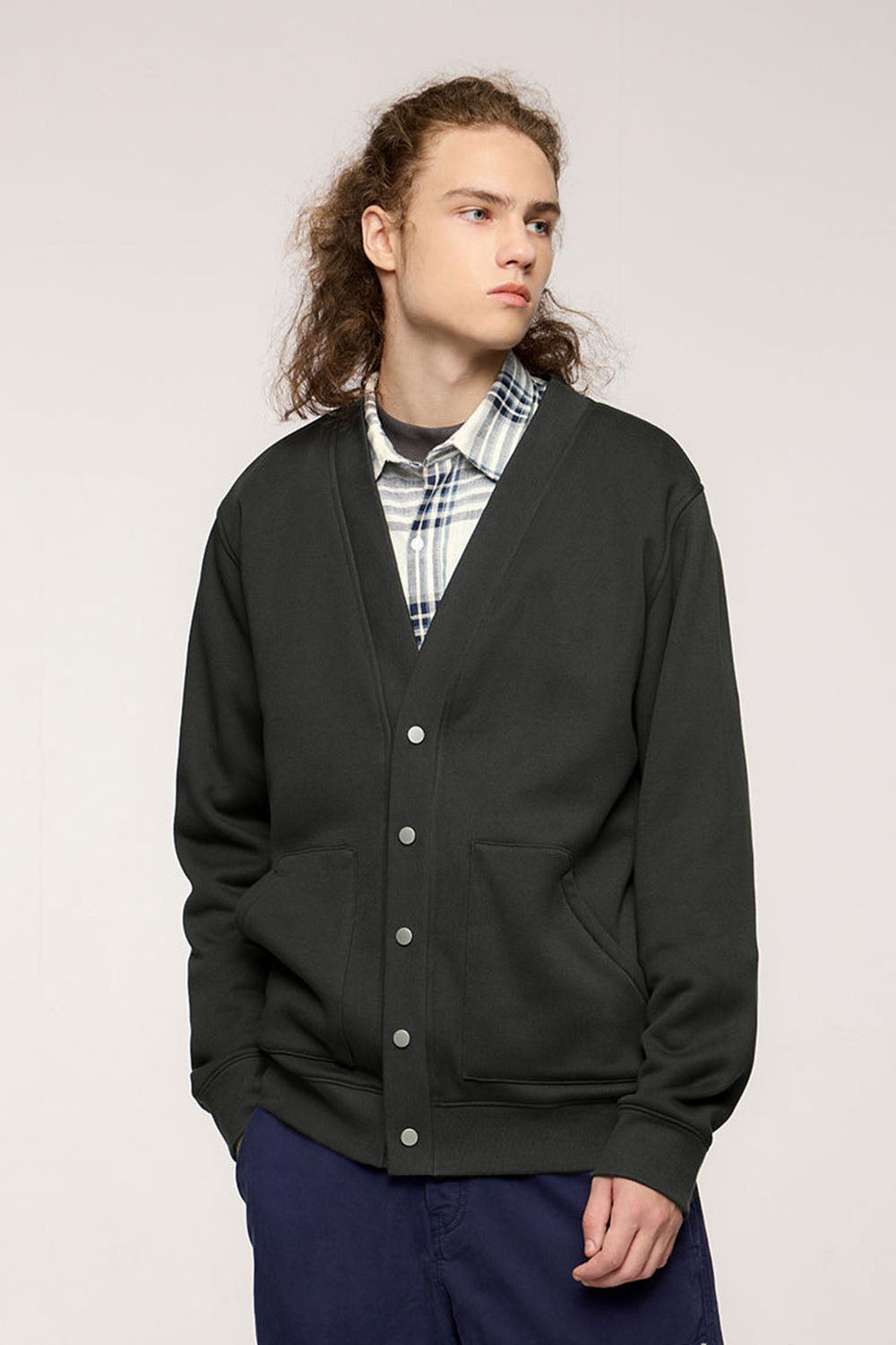 325g Flame Fleece Cardigan Jacket Loose Casual Hoodie