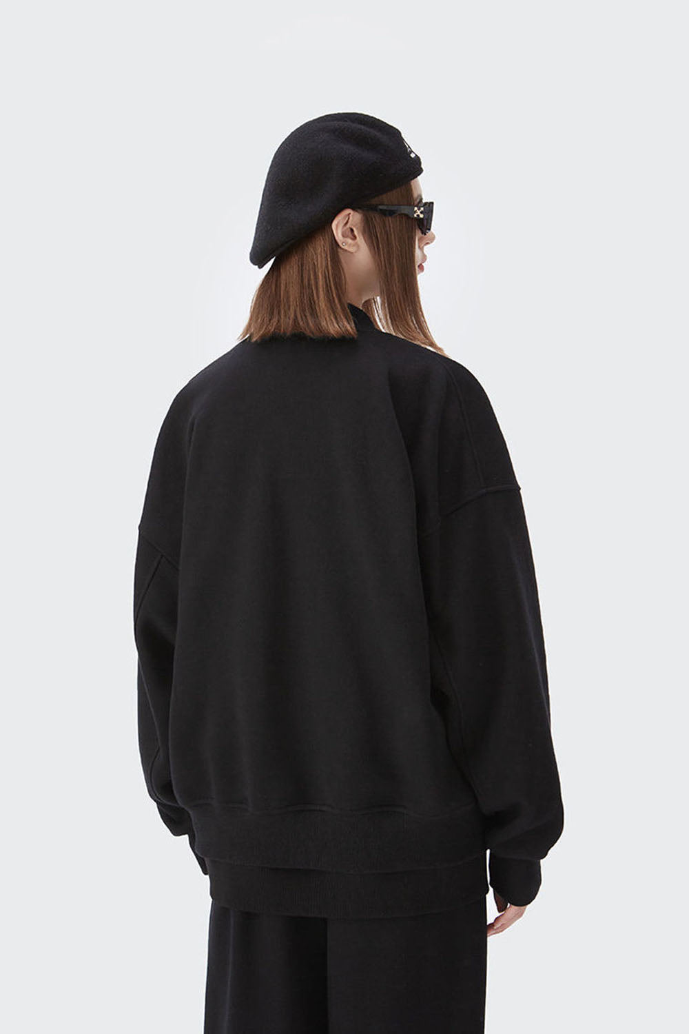Men's 350g Heavy Fleece Ribbed Solid Color Baseball Jacket
