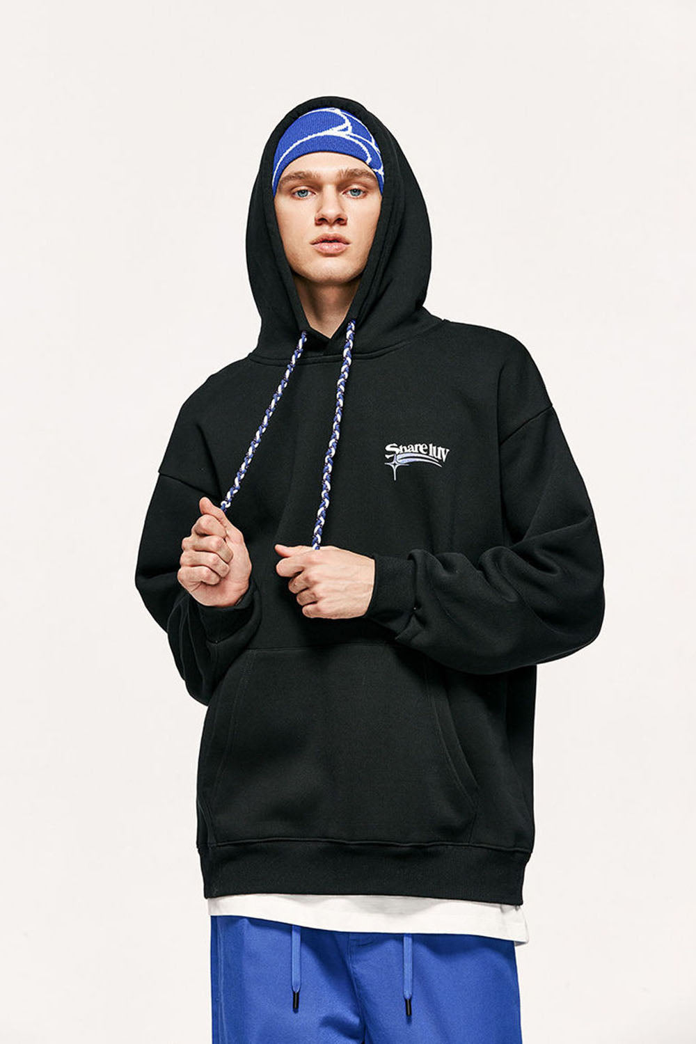 Unisex 350g Fleece-Lined Hoodie with Multicolor Braiding Hip-Hop Top
