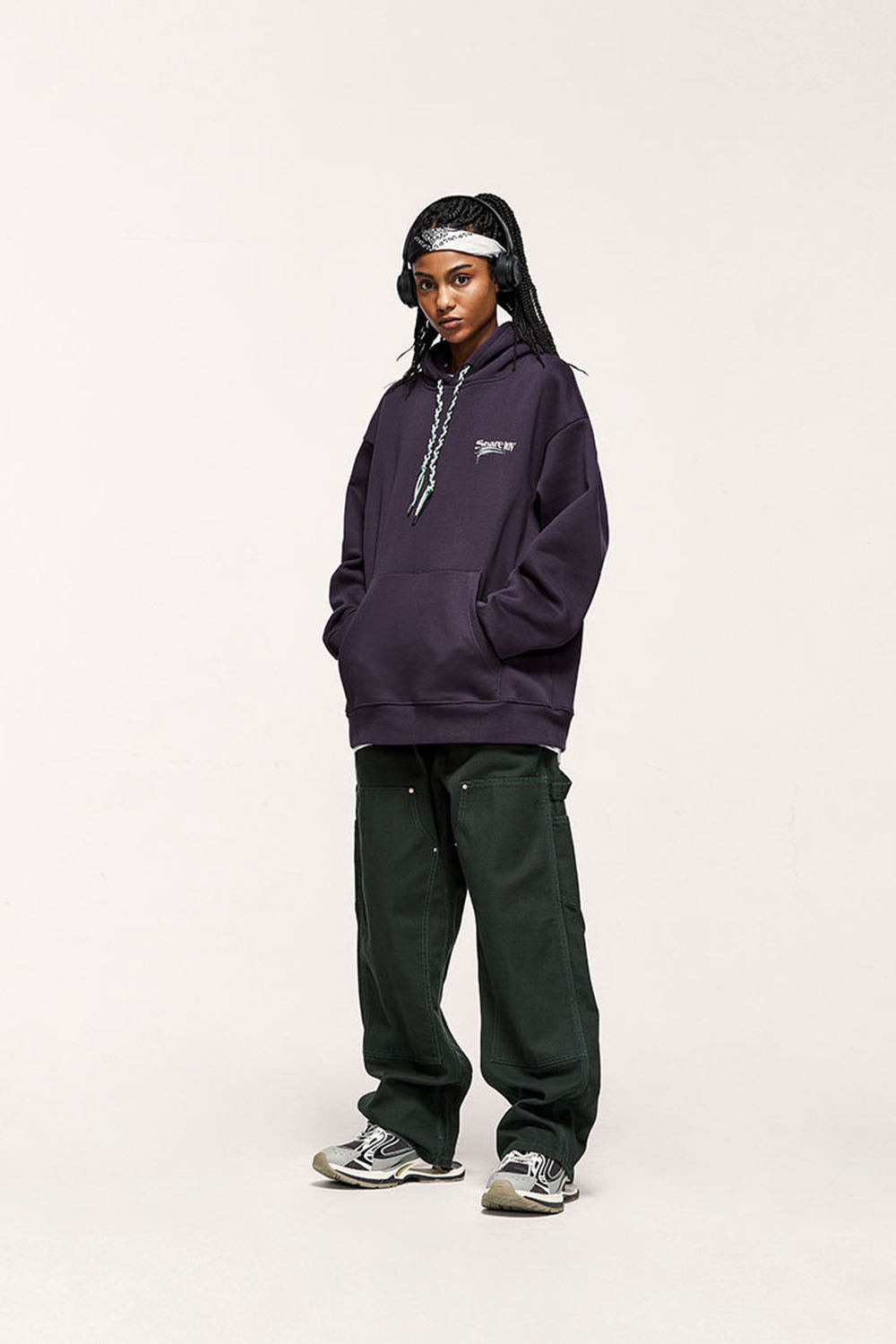 Unisex 350g Fleece-Lined Hoodie with Multicolor Braiding Hip-Hop Top
