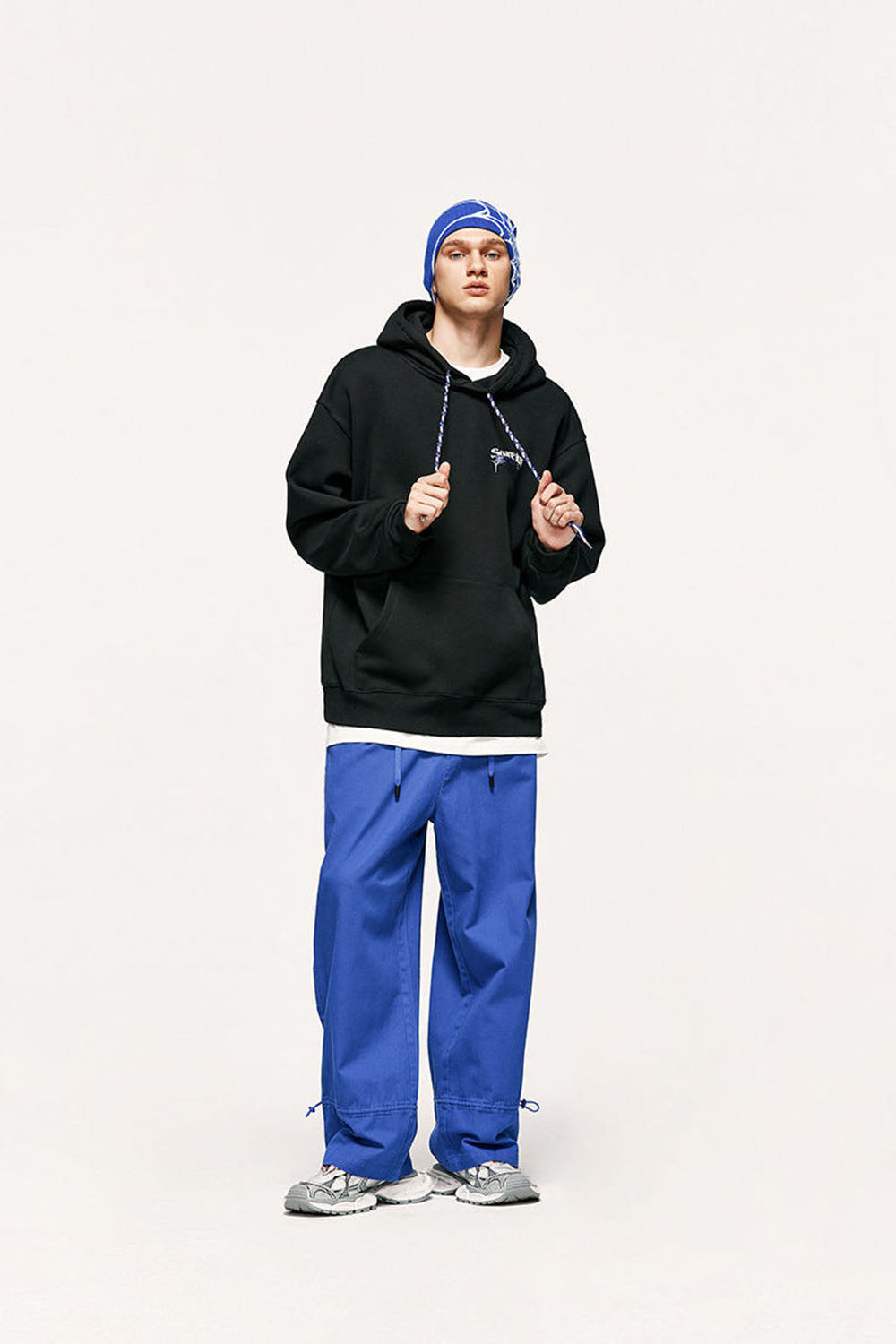 Unisex 350g Fleece-Lined Hoodie with Multicolor Braiding Hip-Hop Top