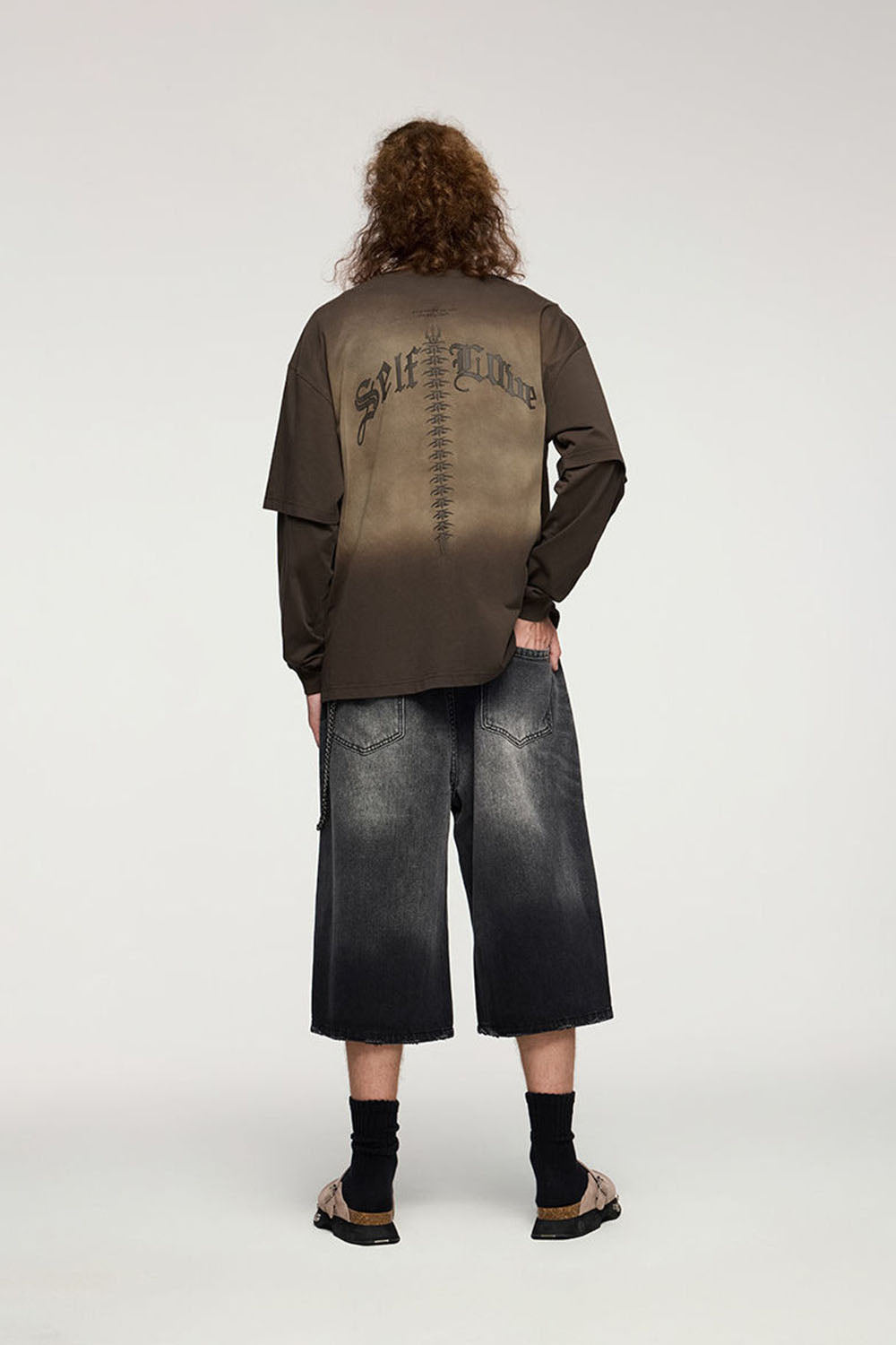 3D Foam Print Faux Two-Piece Long Sleeve T-Shirt with Mint Technology