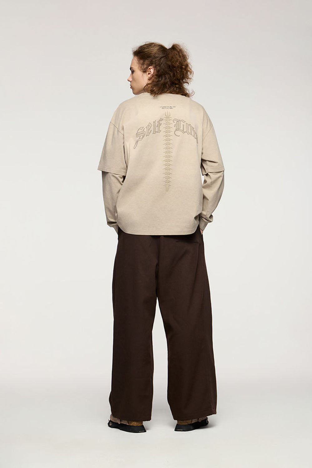 3D Foam Print Faux Two-Piece Long Sleeve T-Shirt with Mint Technology