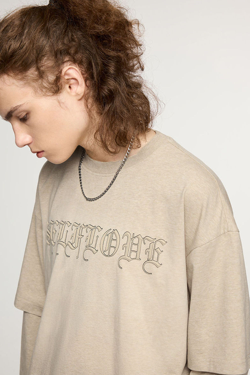 3D Foam Print Faux Two-Piece Long Sleeve T-Shirt with Mint Technology