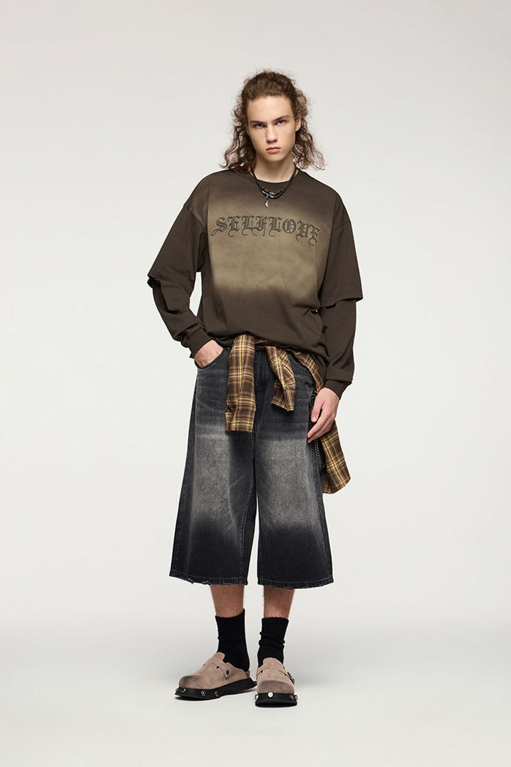 3D Foam Print Faux Two-Piece Long Sleeve T-Shirt with Mint Technology