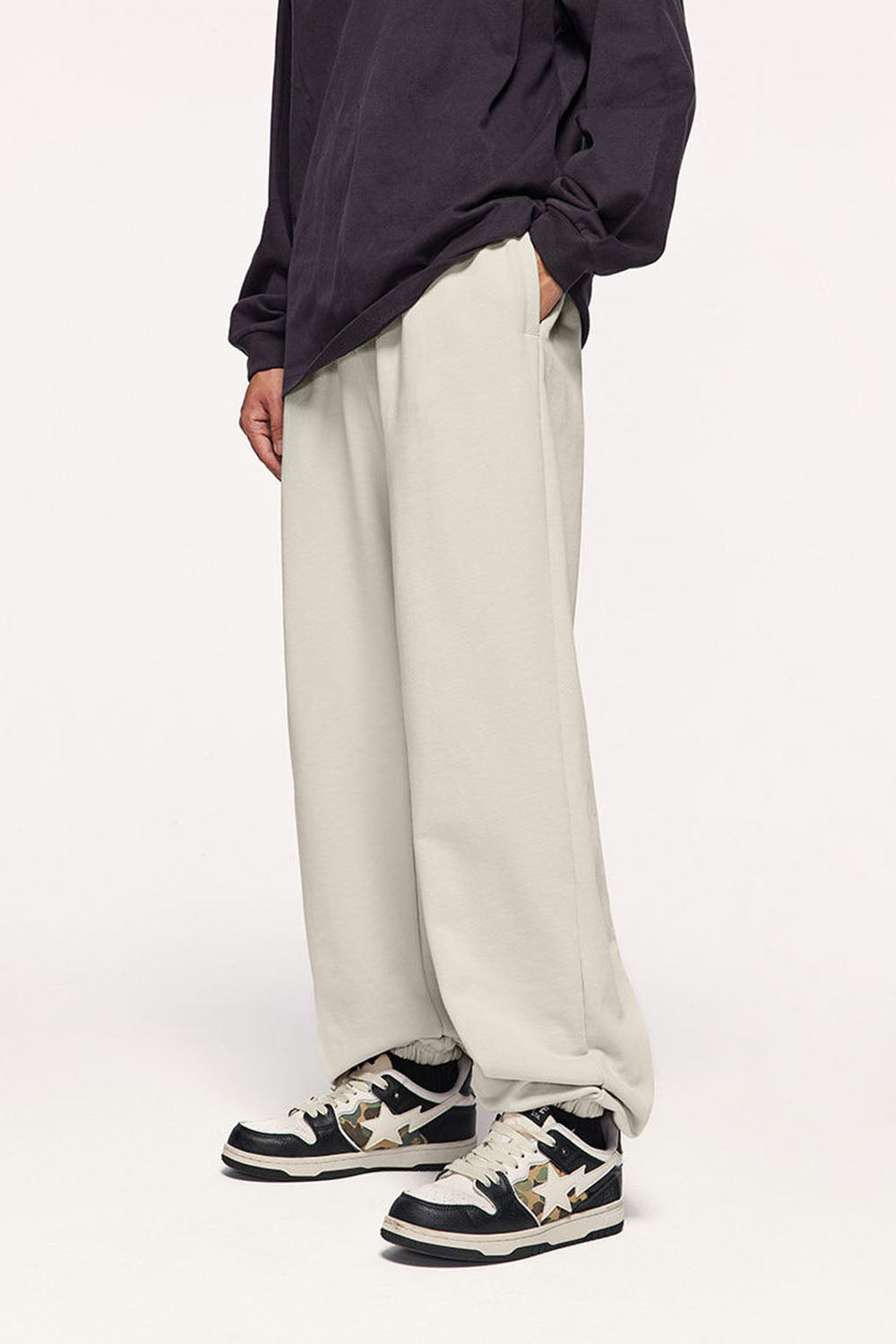 Men's Heavyweight 400g Pure Cotton Wide-Leg Joggers