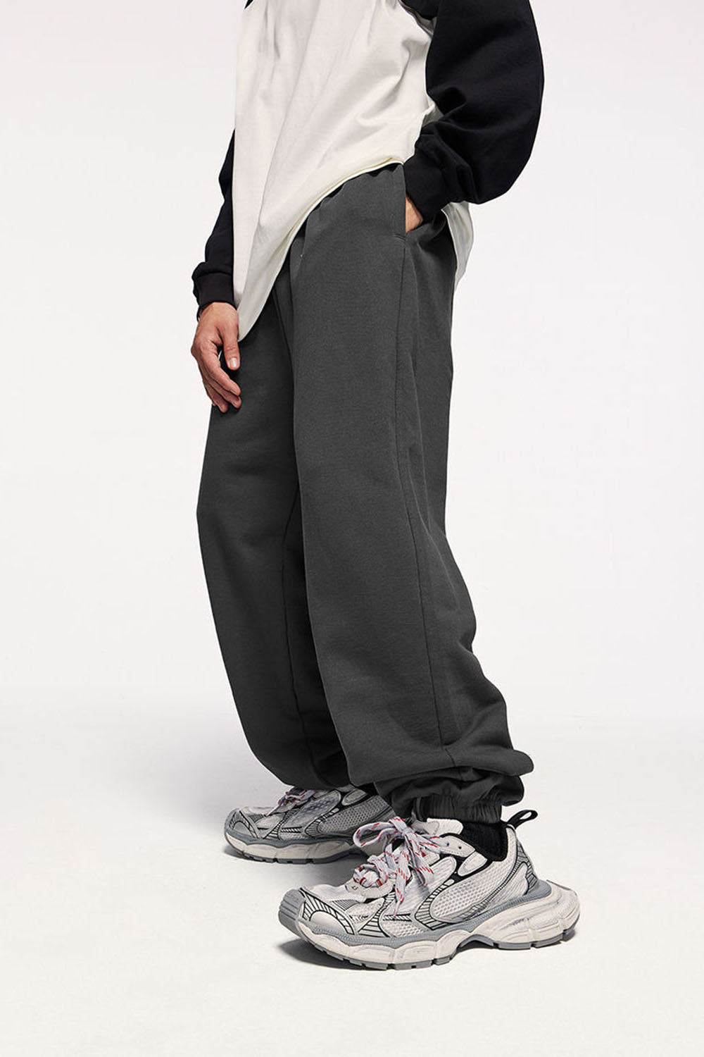 Men's Heavyweight 400g Pure Cotton Wide-Leg Joggers
