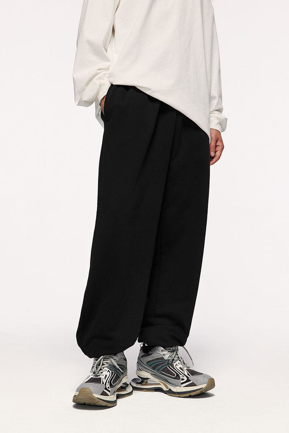 Men's Heavyweight 400g Pure Cotton Wide-Leg Joggers