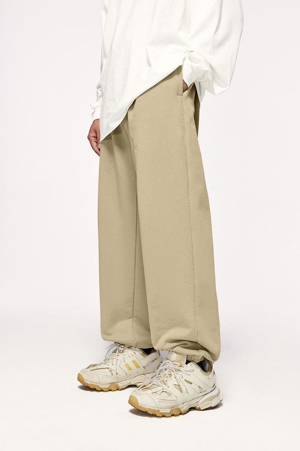 Men's Heavyweight 400g Pure Cotton Wide-Leg Joggers