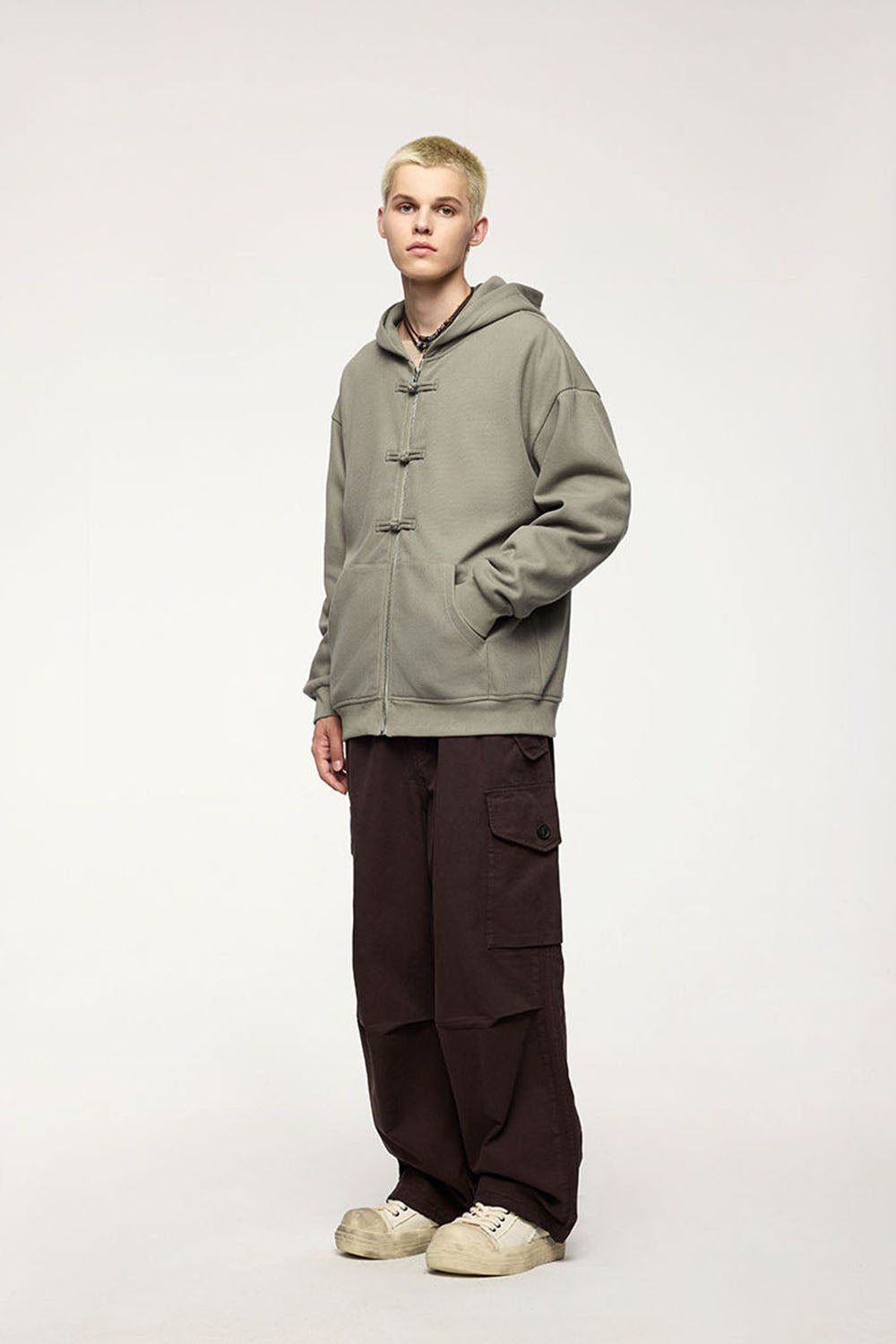 Men's 410g Fleece Zip-Up Hoodie with Toggle Buttons
