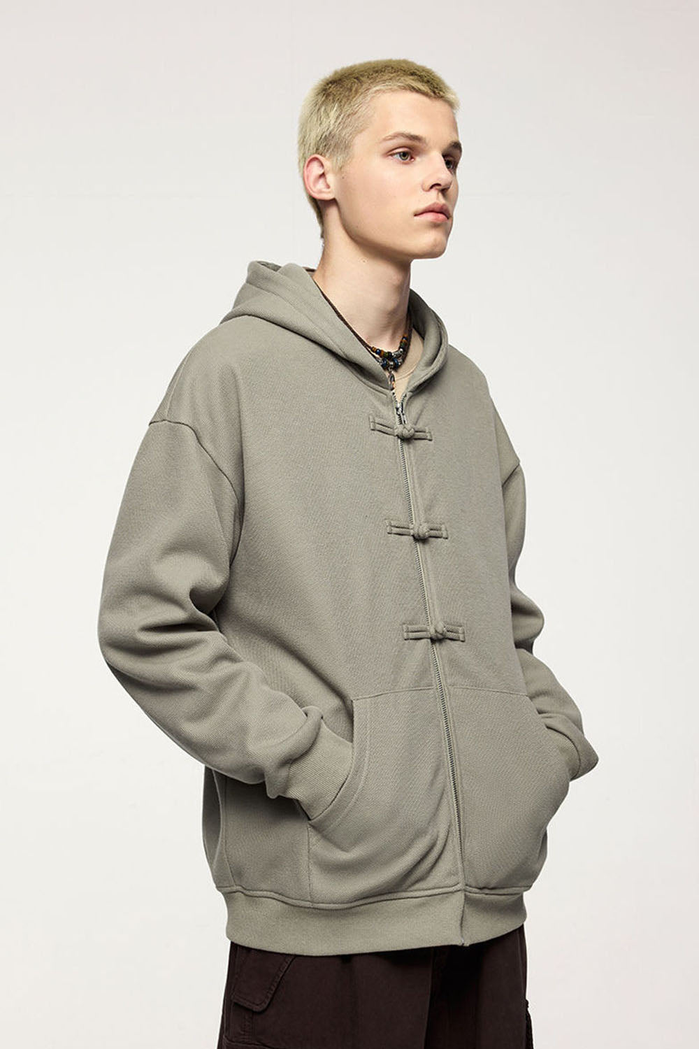 Men's 410g Fleece Zip-Up Hoodie with Toggle Buttons