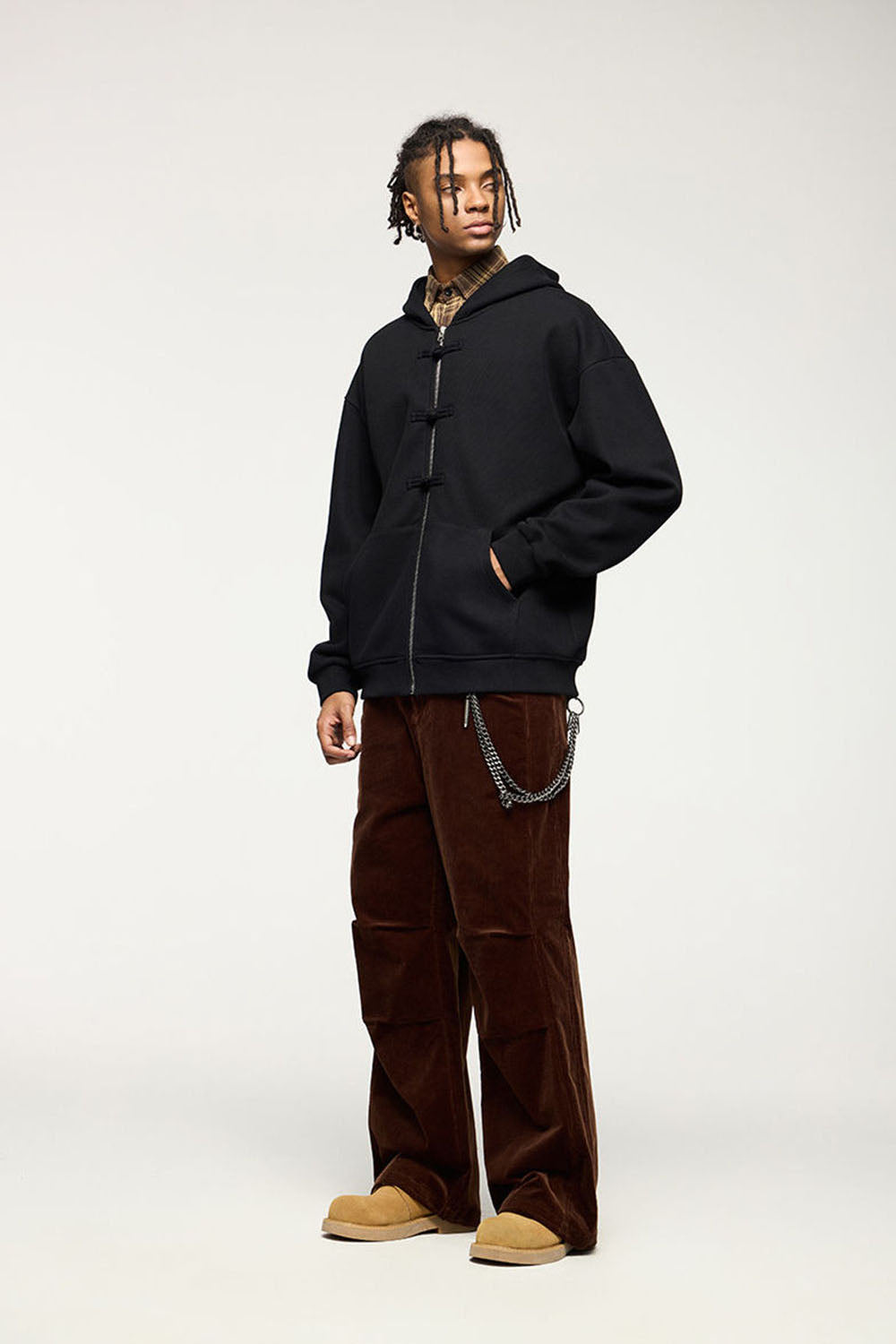 Men's 410g Fleece Zip-Up Hoodie with Toggle Buttons
