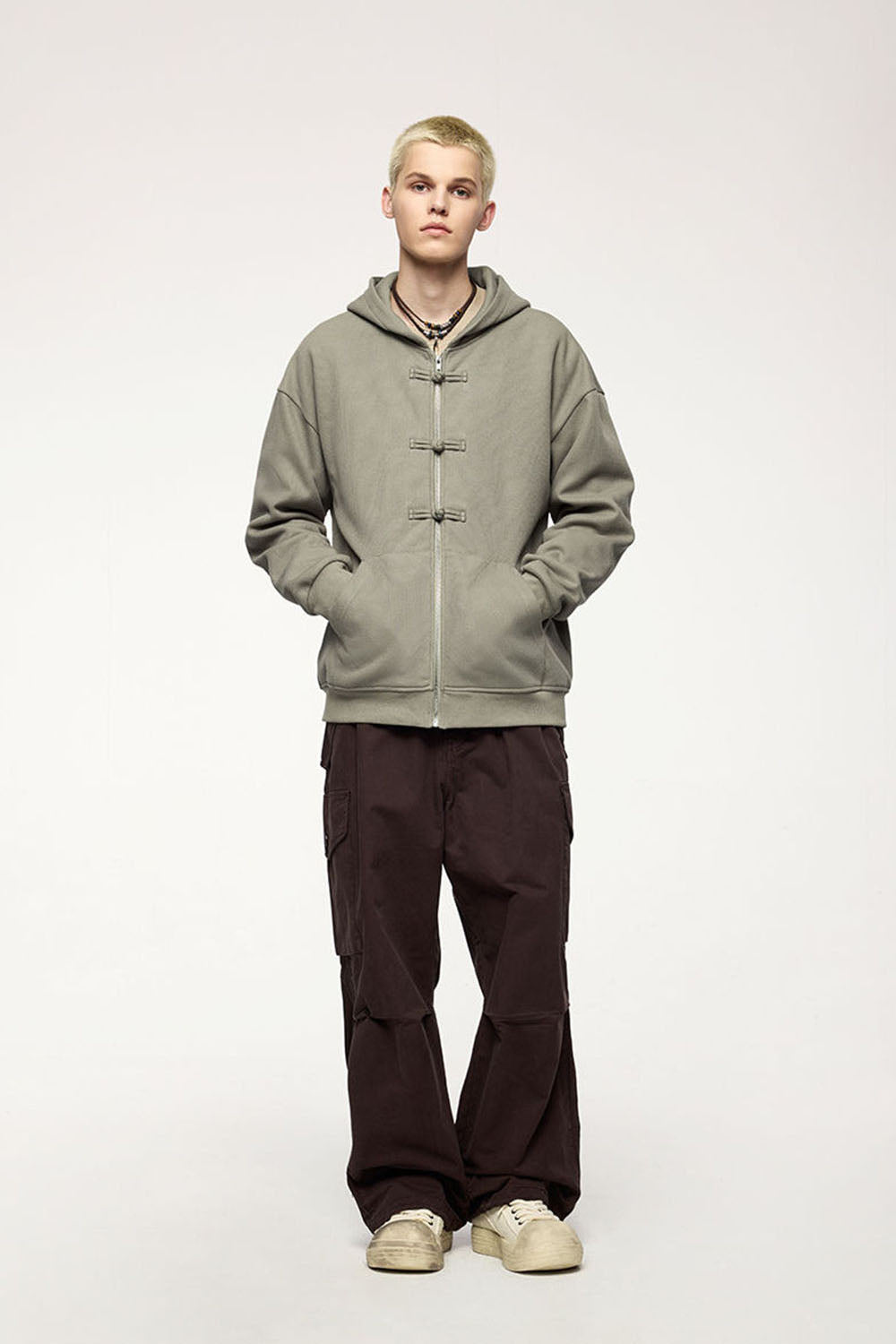Men's 410g Fleece Zip-Up Hoodie with Toggle Buttons