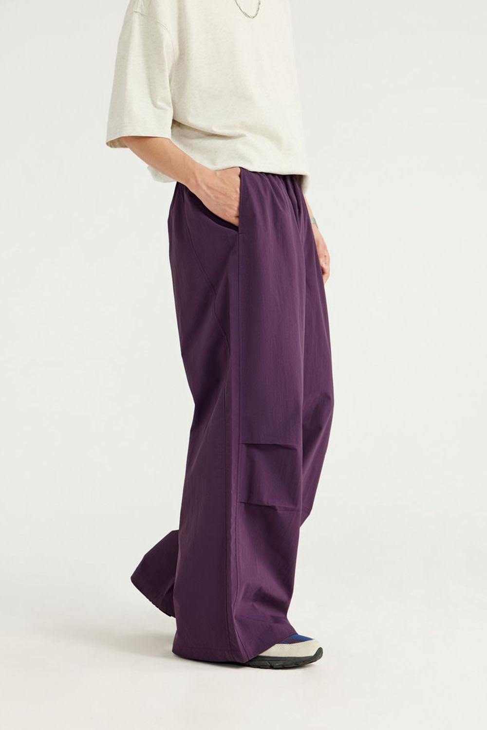 A-Line Cut Wide Leg Casual Pants with Drape