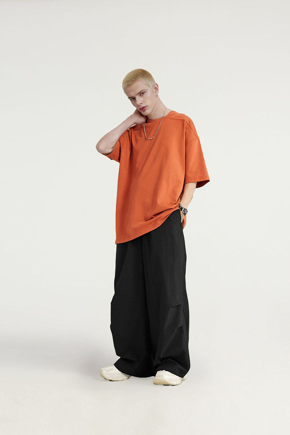 A-Line Cut Wide Leg Casual Pants with Drape