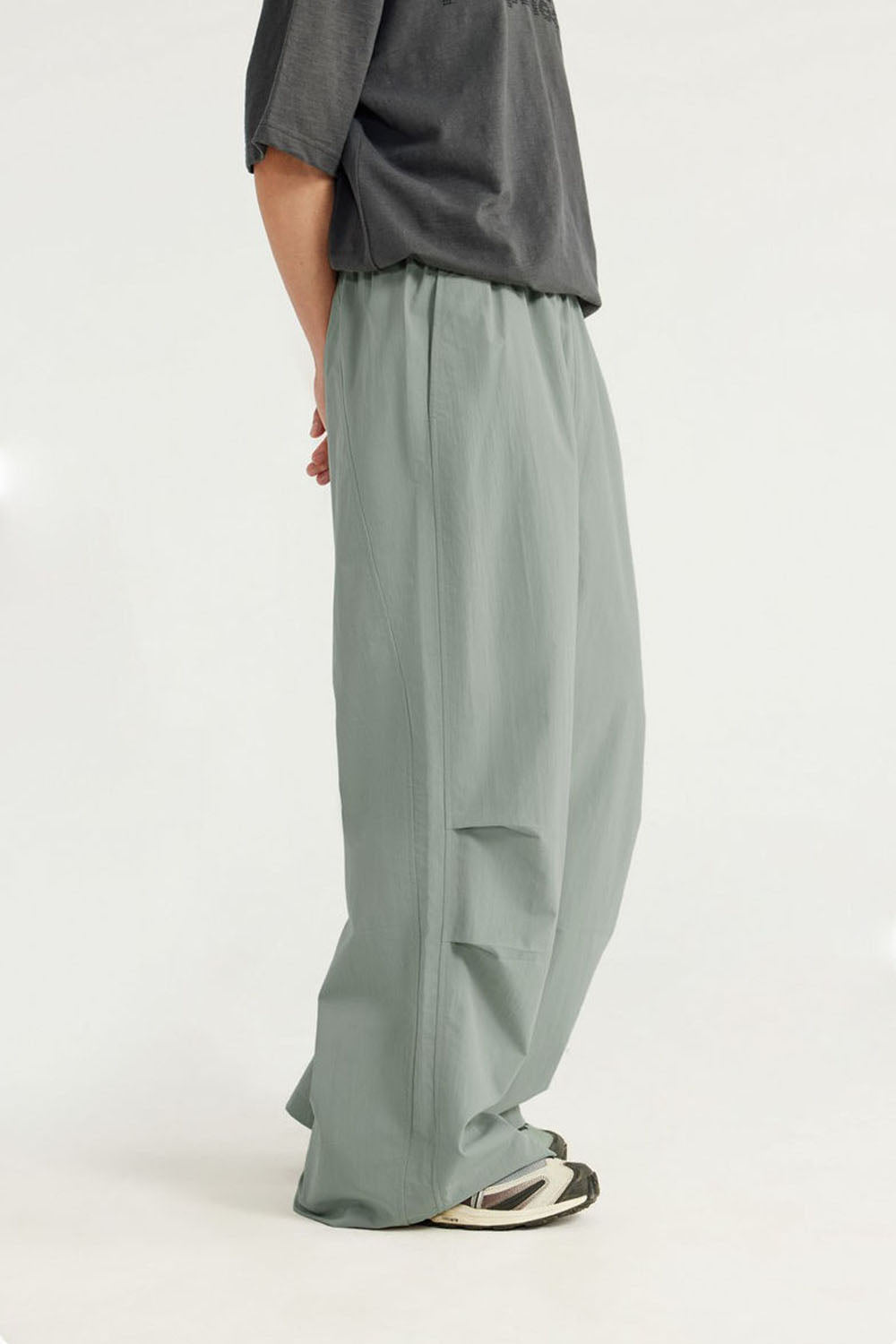 A-Line Cut Wide Leg Casual Pants with Drape