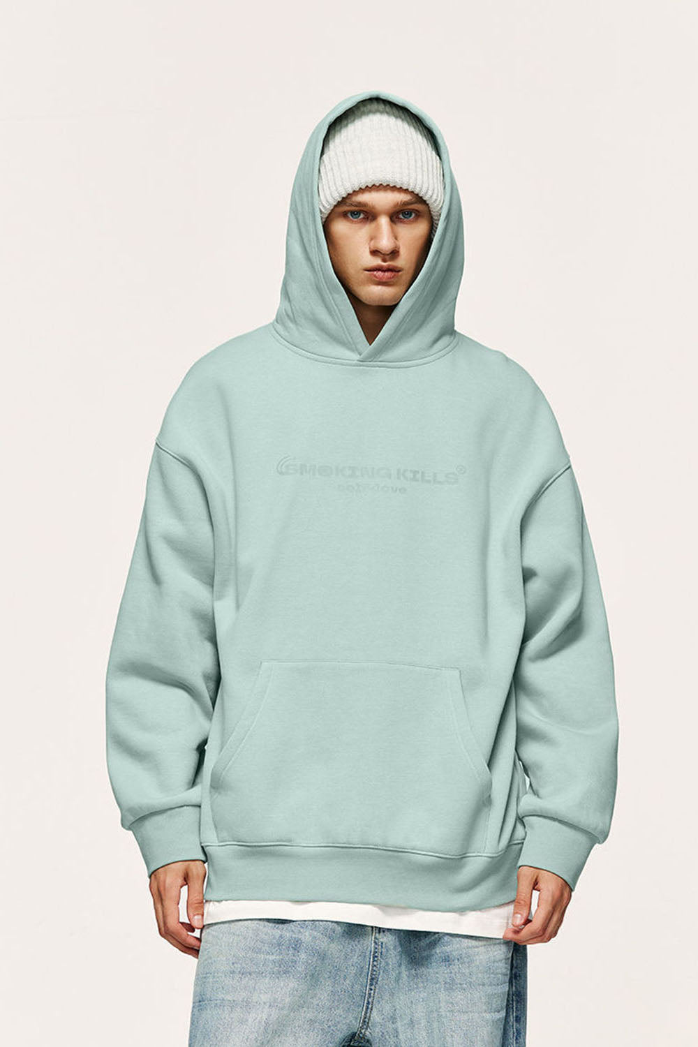 350G Gel Printed Fleece-Lined Hoodie