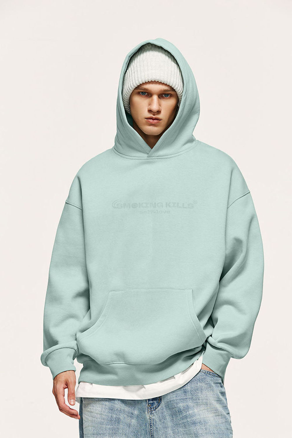 350G Gel Printed Fleece-Lined Hoodie