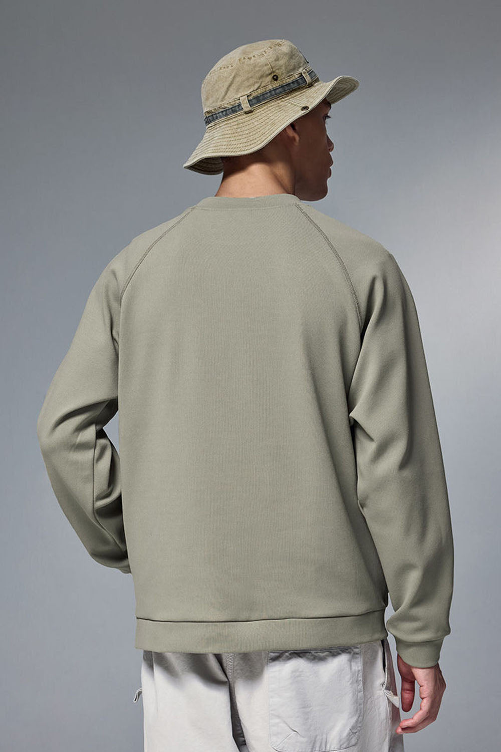 Men's Intelligent Temperature Control Fleece Crew Neck Sweatshirt 380g Solid Color Streetwear