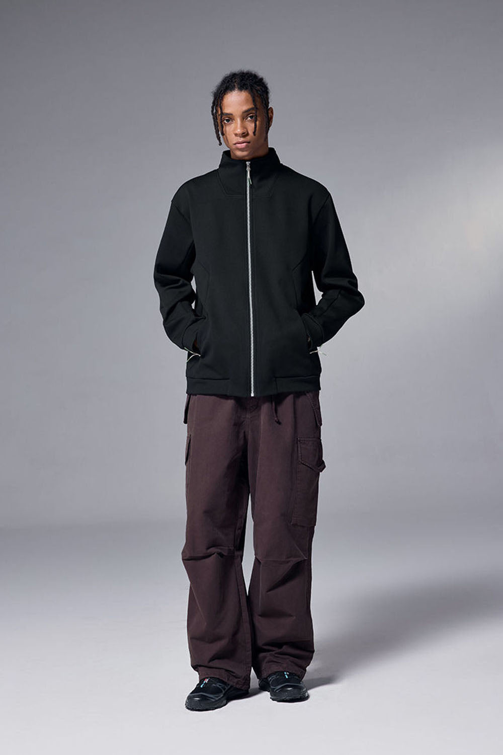 Intelligent Temperature Control Fleece Zip-Up Stand Collar Jacket 380g Sport Cardigan