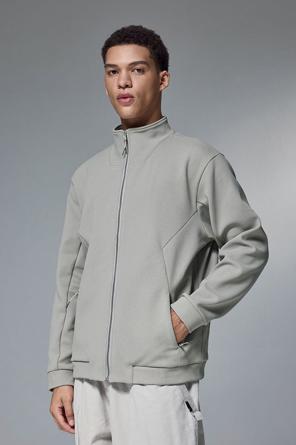 Intelligent Temperature Control Fleece Zip-Up Stand Collar Jacket 380g Sport Cardigan