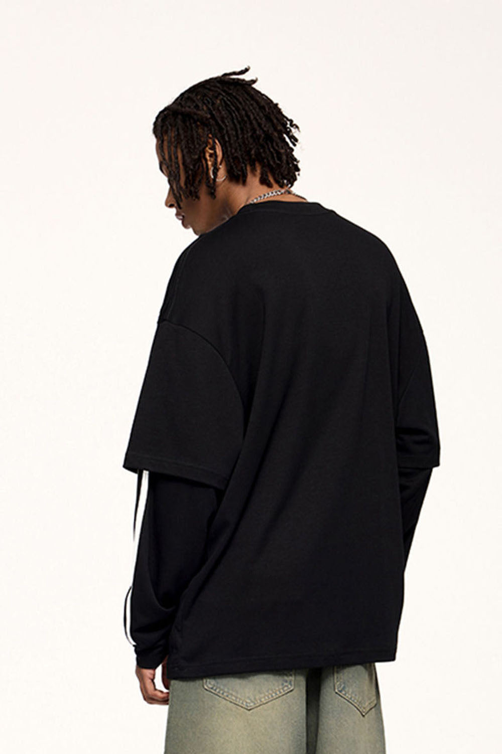 Faux Layered Long Sleeve T-Shirt Loose Top