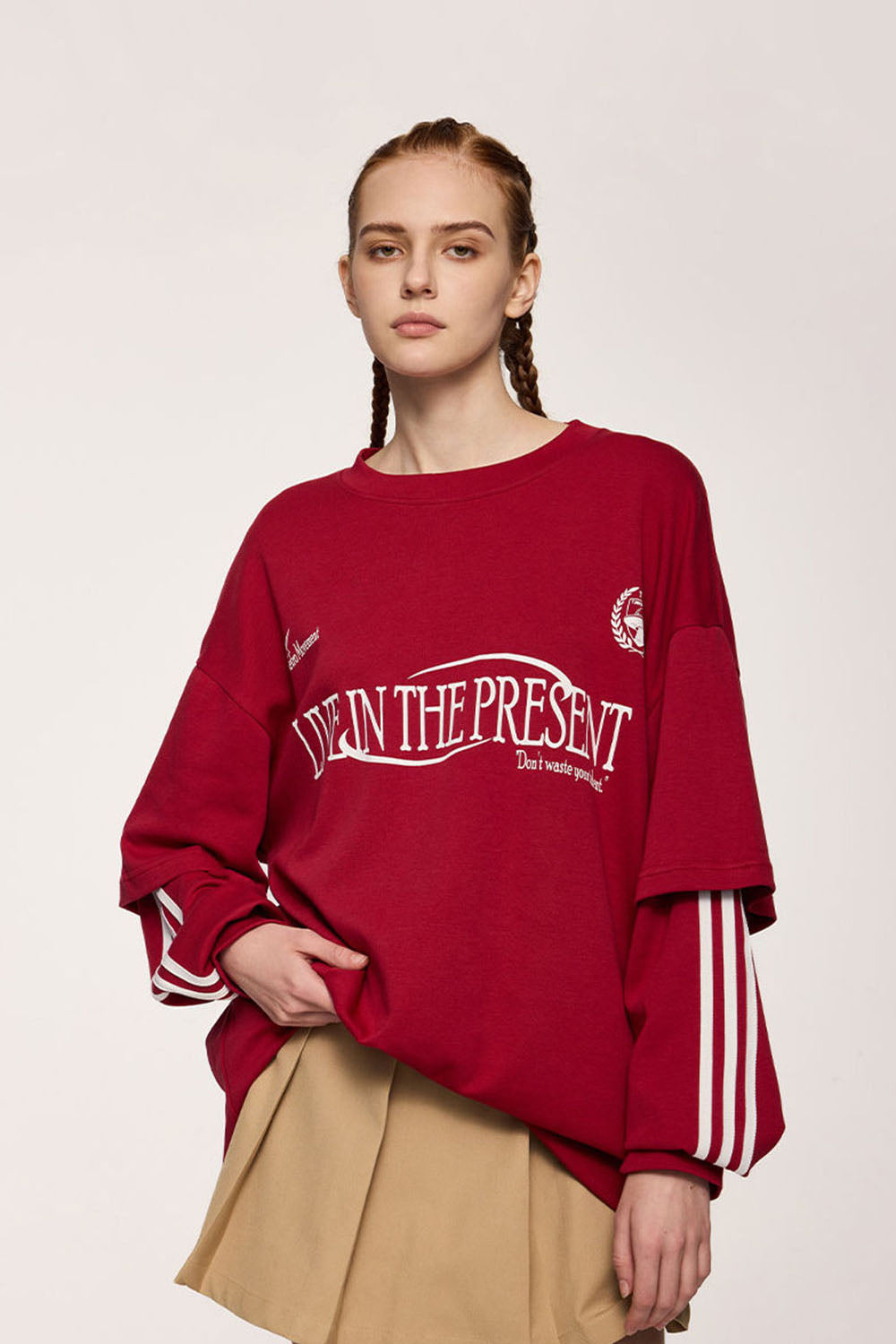 Faux Layered Long Sleeve T-Shirt Loose Top