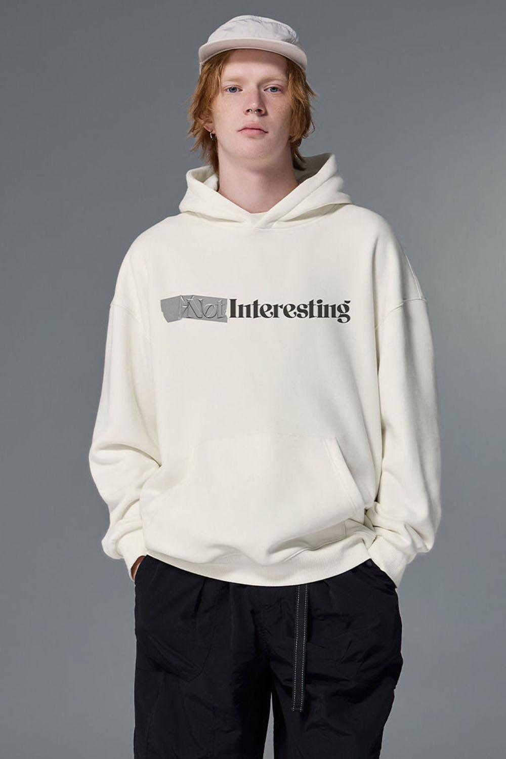 Men's Flame Print Velour Basic Hoodie with Tape Detail